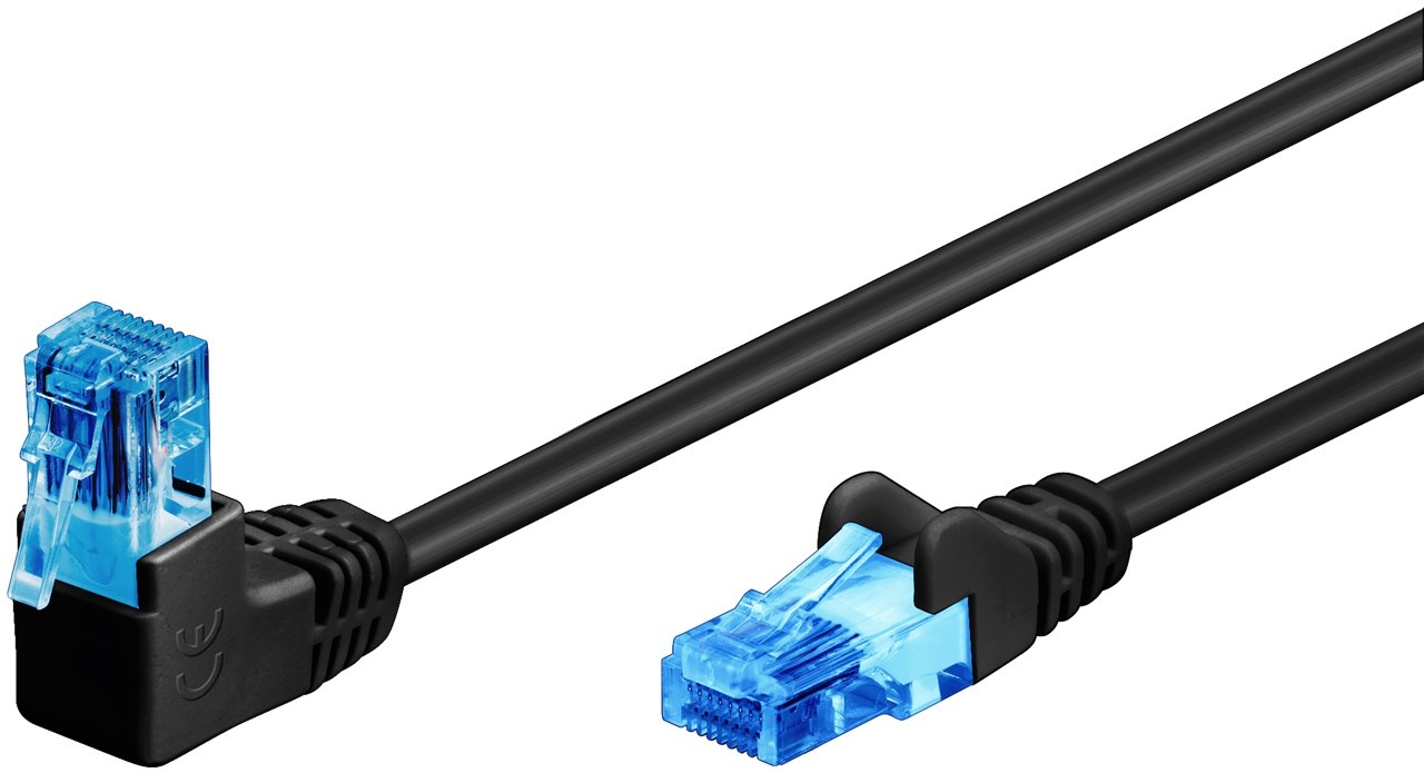 Goobay CAT 6A netwerkkabel 1x 90° haaks, U/UTP, zwart, 5 m