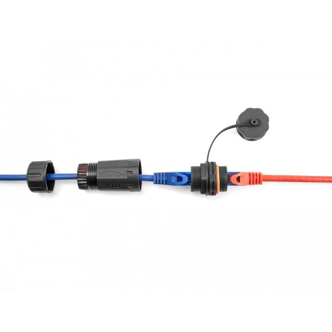 Delock Cable Connector RJ45 jack to RJ45 jack Cat.6A with housing and protective cap waterproof