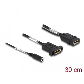 DeLOCK Delock DisplayPort Cable 4K 60 Hz with DC feed 2.1 x 5.5 mm 0.30 m panel-mount