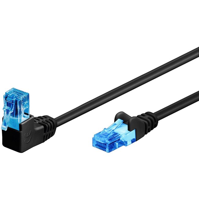 Goobay CAT 6A Patch Cable 1x 90° Angled, U/UTP, black 2 m