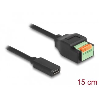 DeLOCK Delock USB 2.0 Cable USB Type-C™ female to Terminal Block Adapter with push button 15 cm