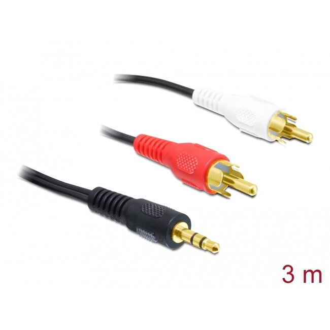 Delock Cable Audio 3.5 mm stereo jack male > 2 x RCA male 3 m