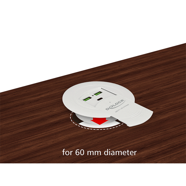 Delock USB Type-C™ Charger PD 85 W + Qualcomm Quick Charge 3.0 for table mounting