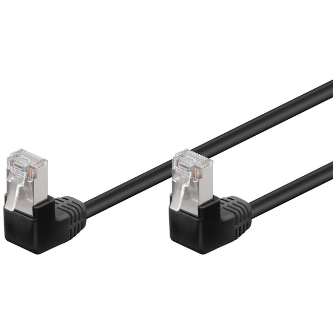 Goobay CAT 5e Patch Cable 2x 90° Angled, F/UTP, black 0.5 m
