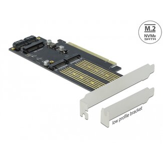 DeLOCK Delock PCI Express x16 Card to 1 x M.2 Key B + 1 x NVMe M.2 Key M + 1 x mSATA - Low Profile Form Factor