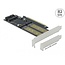 Delock PCI Express x16 Card to 1 x M.2 Key B + 1 x NVMe M.2 Key M + 1 x mSATA - Low Profile Form Factor