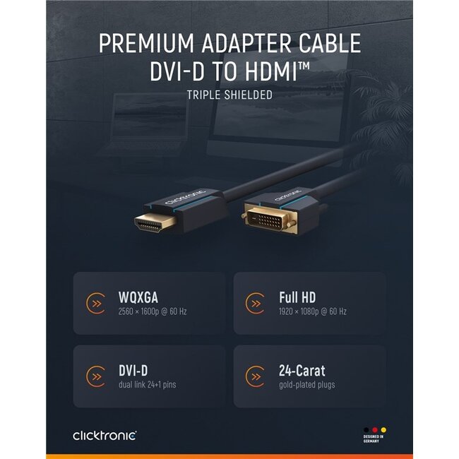 Clicktronic DVI to HDMI™ Adapter Cable 7.5 m