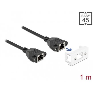 DeLOCK Delock Network Extension Cable for Easy 45 Module S/FTP RJ45 jack to RJ45 jack Cat.6A 1 m black