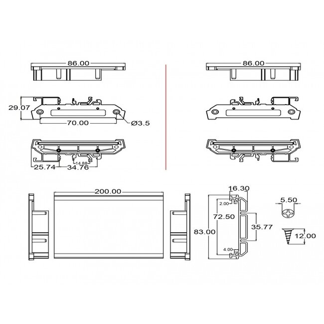 Delock Board Holder (72 mm) for DIN Rail 20 cm long