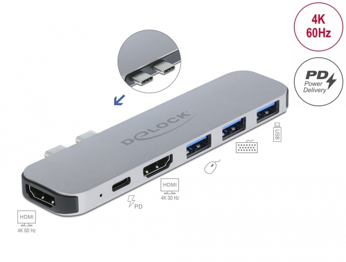 DELOCK Dockingstation voor MacBook Dual HDMI 4K / PD / Hub