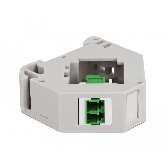 Delock DIN rail Adapter with Keystone LC Duplex female to LC Duplex female green