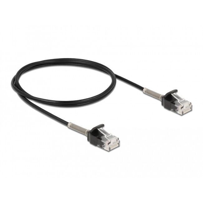 Delock Cable RJ45 plug to RJ45 plug with bend protection Cat.6A 1 m black
