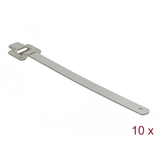 Delock Cable tie stainless steel reusable with folding clasp L 600 x W 10 mm 10 pieces