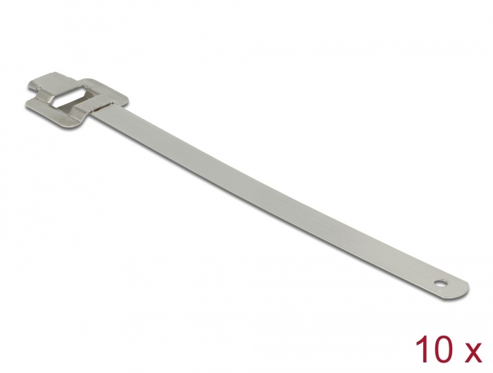 DeLOCK Herbruikbare RVS kabelbinders met vouwsluiting 600 x 10 mm, 10 stuks