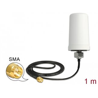 DeLOCK Delock LTE Antenna SMA plug 1.7 - 2.0 dBi ULA100 1 m omnidirectional fixed outdoor white