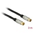 Delock Antenna Cable IEC Plug > IEC Jack RG-6/U quad shield 3 m black Premium