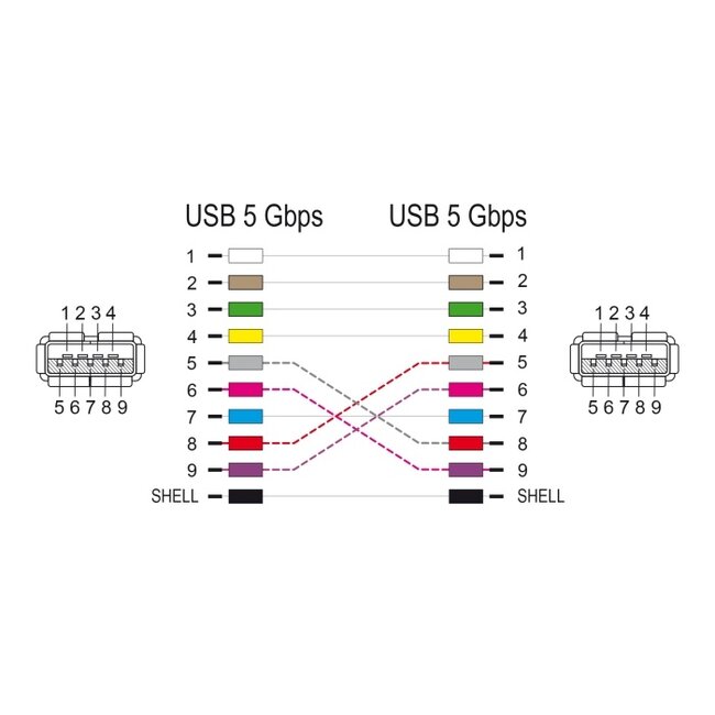 Delock D-Type Module USB 5 Gbps Type-A female to female 90° angled