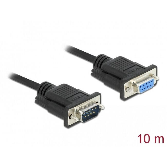 Delock Serial Cable RS-232 D-Sub9 male to female with narrow plug housing 10 m