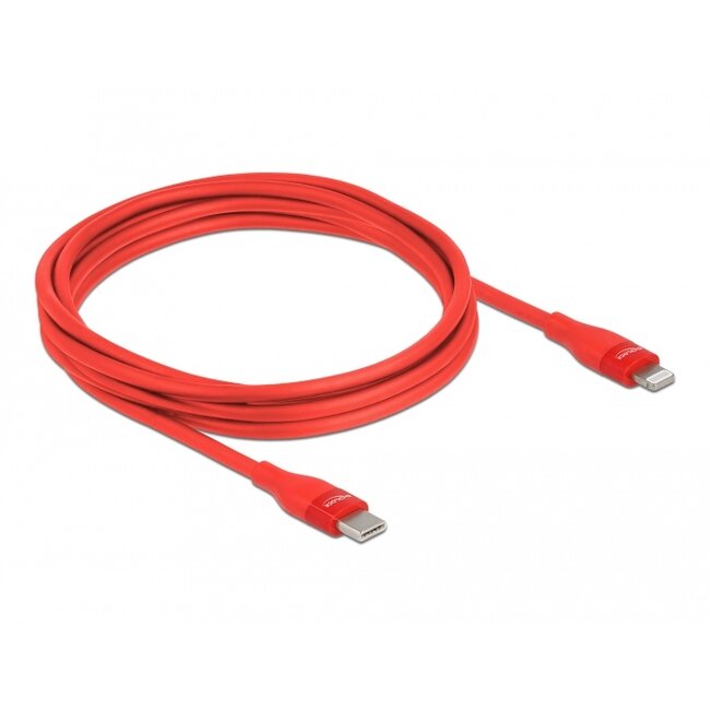Delock Data and charging cable USB Type-C™ to Lightning™ for iPhone™, iPad™ and iPod™ red 2 m MFi