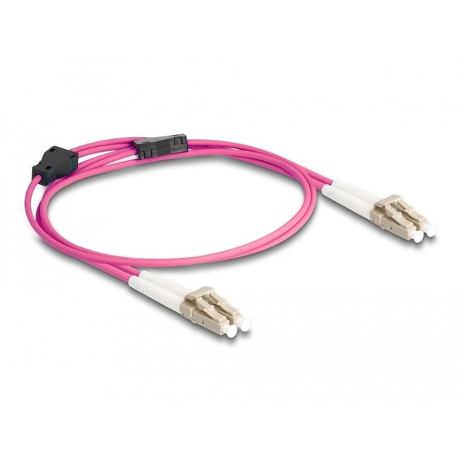 Delock Fiber Optical Cable with metal armouring LC Duplex to LC Duplex Multi-mode OM4 1 m