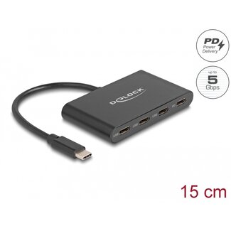 DeLOCK Delock USB 3.2 Gen 1 USB Type-C™ Hub with 3 x USB Type-C™ female + 1 x USB Type-C™ PD 100 Watt