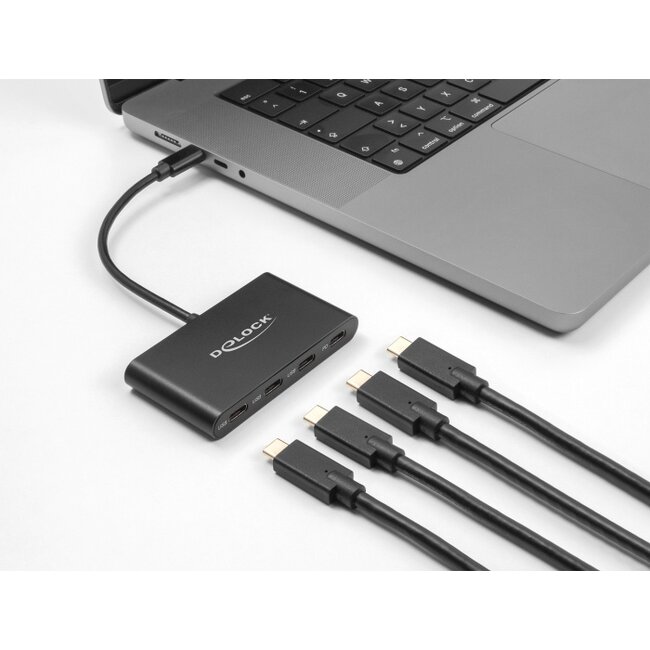 Delock USB 3.2 Gen 1 USB Type-C™ Hub with 3 x USB Type-C™ female + 1 x USB Type-C™ PD 100 Watt