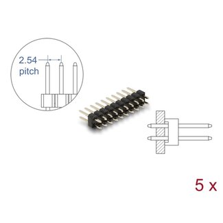 DeLOCK Delock Pin header 10 pin, pitch 2.54 mm, 2-row, straight, 5 pieces