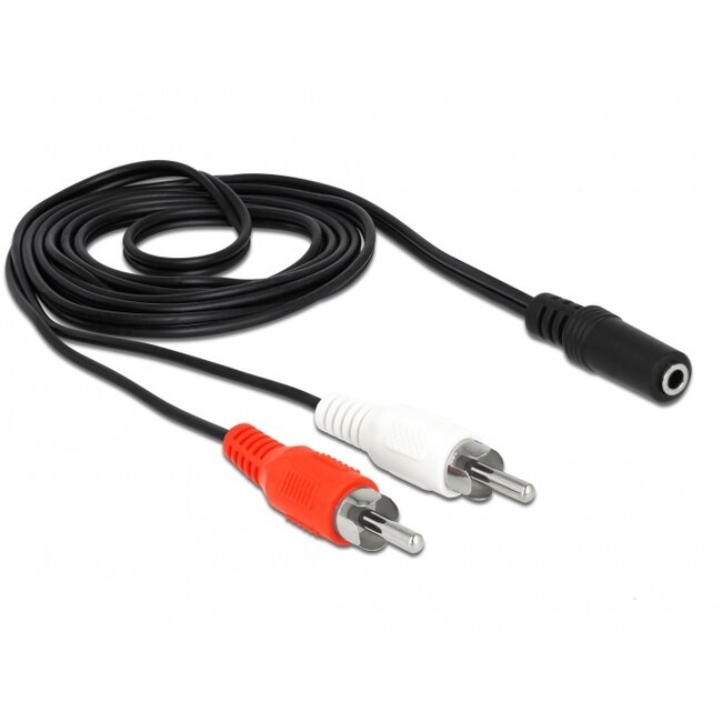 Delock Audio Cable 2 x RCA male to 1 x 3.5 mm 3 pin Stereo Jack 1.4 m
