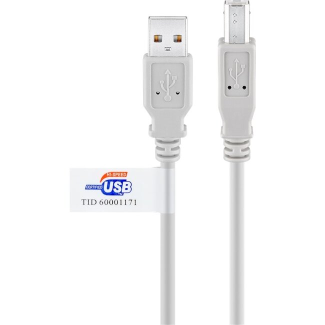 Goobay USB 2.0 Hi-Speed Cable with USB Certificate, grey 3 m