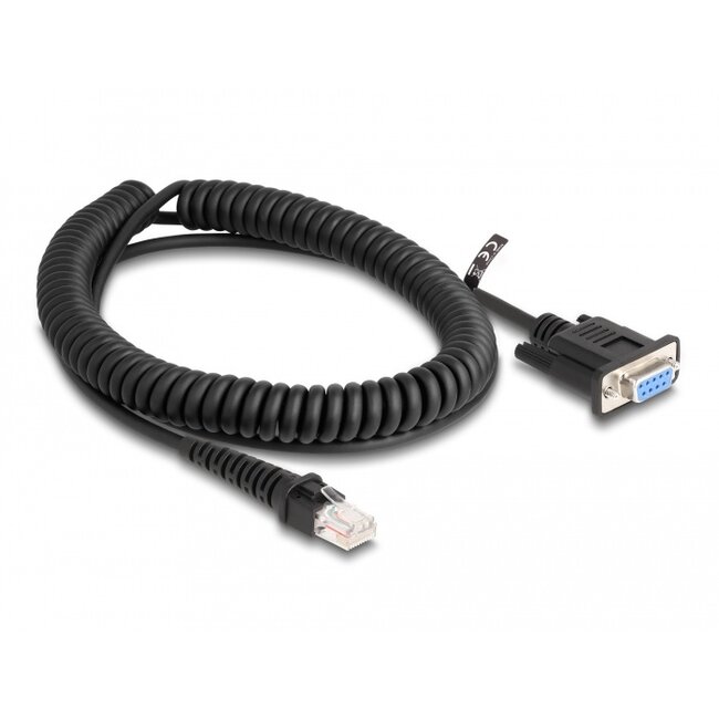 Delock Coiled Cable RJ50 male to D-Sub 9 female 1.5 m black