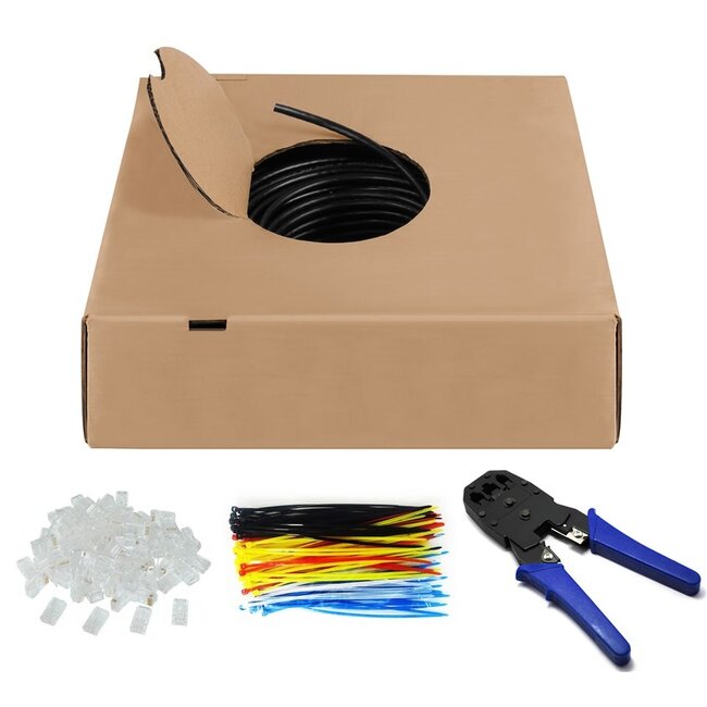 Goobay CAT 6 Outdoor Network Cable Set, U/UTP, black 305 m