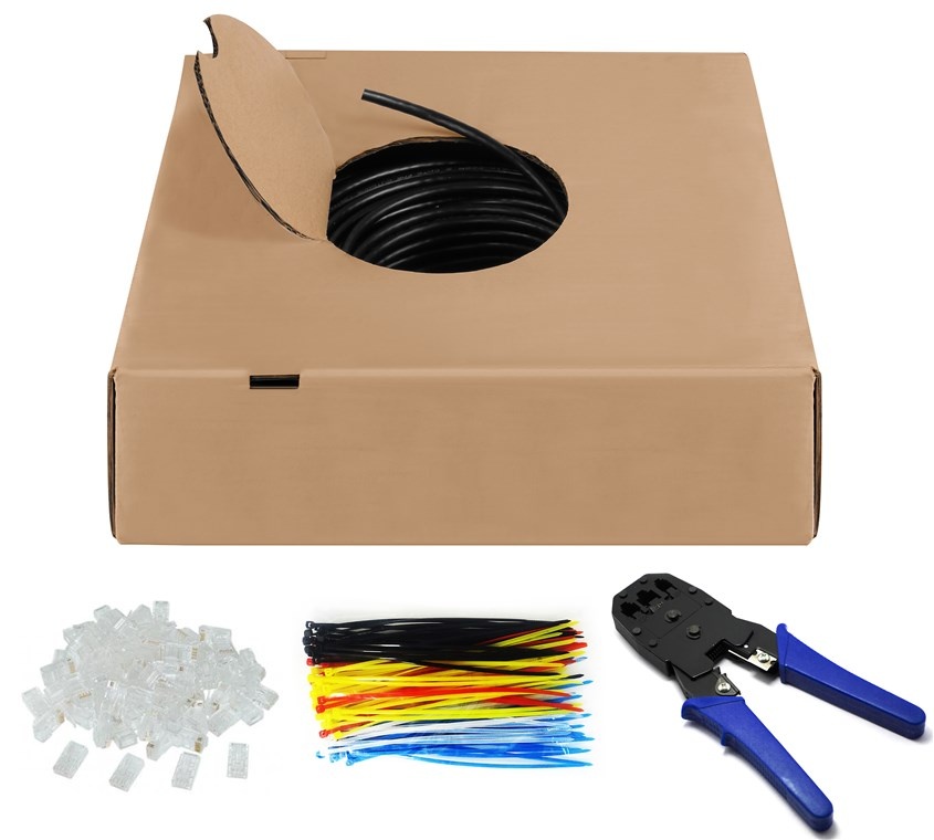 Goobay CAT 6 netwerkkabelset voor buitengebruik, U/UTP, zwart