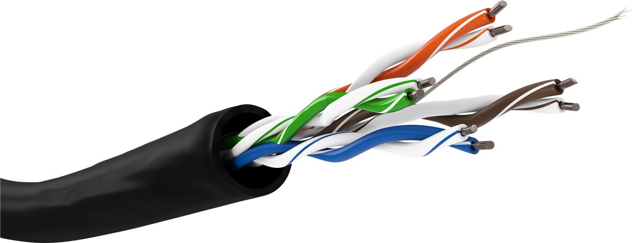 CAT5e U/UTP 100 meter buitenkabel op rol stug zwart CCA - netwerkkabel