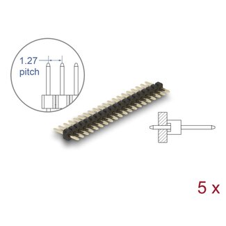 DeLOCK Delock Pin header 20 pin, pitch 1.27 mm, 1-row, straight, 5 pieces