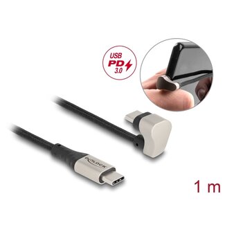 DeLOCK Delock USB 2.0 Cable USB Type-C™ male to male 180° angled 1 m PD 3.0 60 W