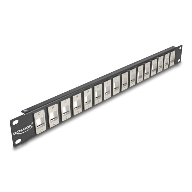 Delock 19″ Keystone Patch Panel 16 port 1U black