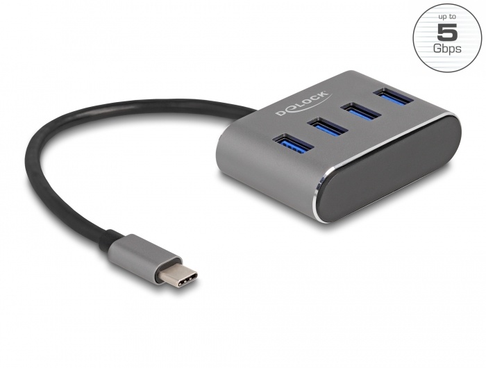 DeLOCK 63223 interface hub USB 3.2 Gen 1 (3.1 Gen 1) Type-C 5000 Mbit/s Zwart