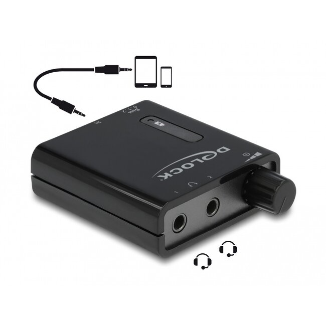 Delock Portable Stereo Headphone Amplifier with dual output and bass boost