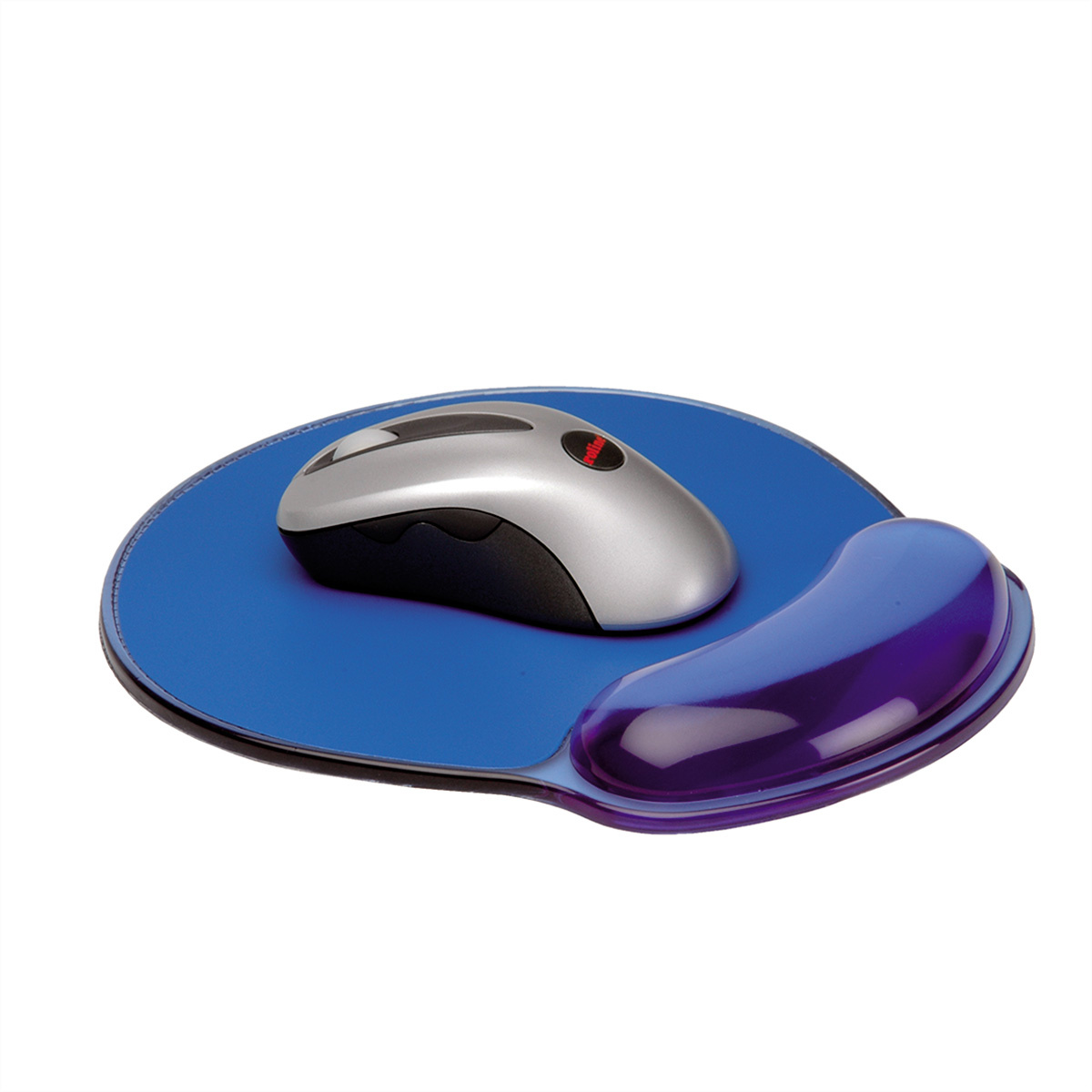Secomp ROLINE Silicon muismat met polssteun transparant blauw. Kleur van het product: Blauw