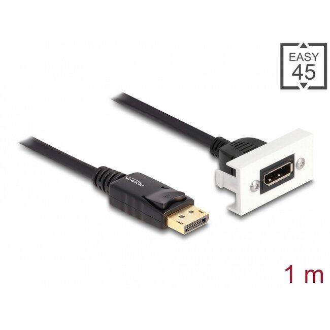Delock Easy 45 DisplayPort 8K 30 Hz Module with pigtail, 22.5 x 45 mm