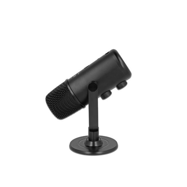 Delock Multifunctional Dual Capsule USB Microphone with 3.5 mm Stereo Headphone Jack and Volume Control + Quick-Mute Funktion