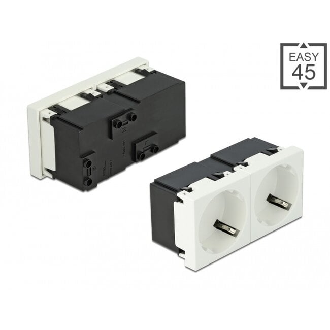 Delock Easy 45 Grounded Power Socket 2-way with a 45° arrangement 45 x 45 mm