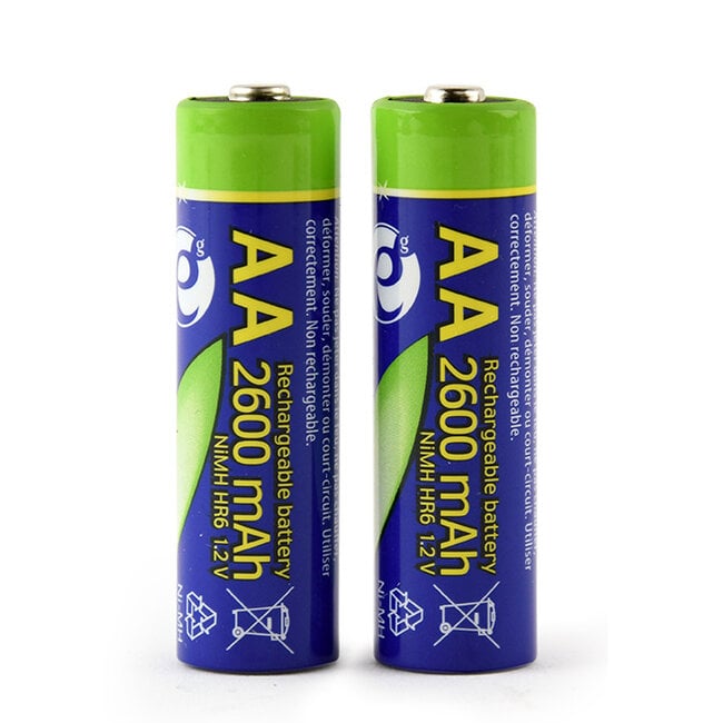 Oplaadbare AA batterijen 2 stuks 2600mAh