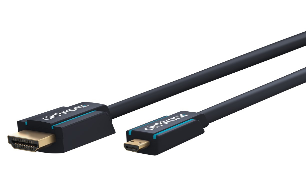 Clicktronic Hdmi Aansluitkabel [1X Hdmi-Stekker - 1X Hdmi-Stekker D Micro] 5 M Blauw