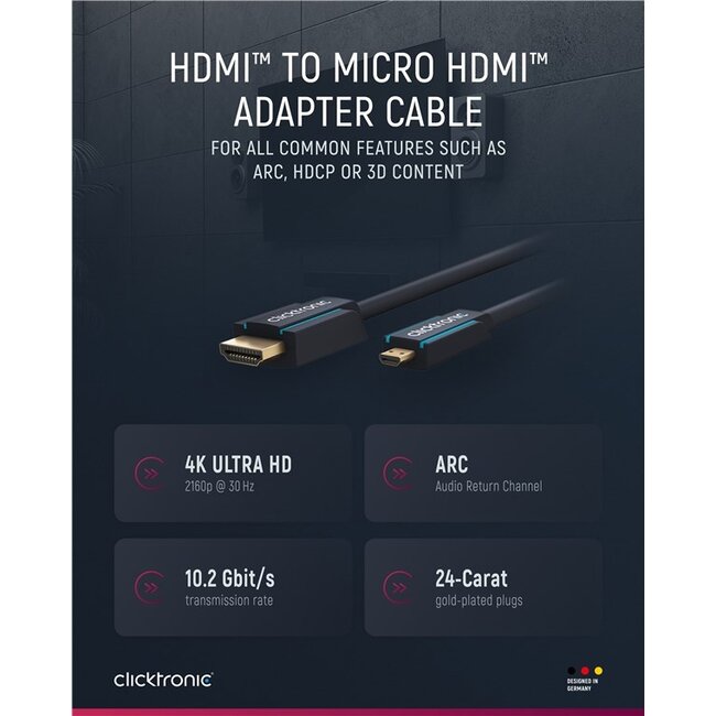 Clicktronic HDMI™ to Micro HDMI™ Adapter Cable 5 m