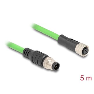 DeLOCK Delock M12 Cable A-coded 8 pin male to female PUR (TPU) 5 m