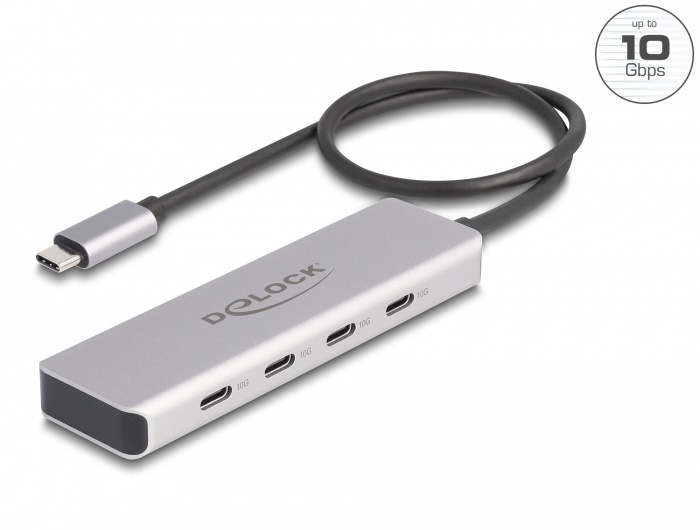 Delock USB 10 Gbps USB Type-C™ Hub with 4 x USB Type-C™ female with 35 cm connection cable |