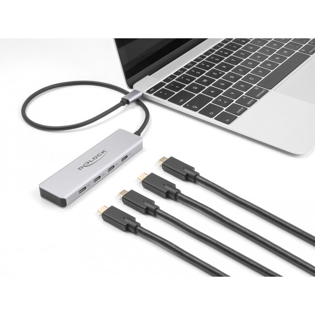 Delock USB 10 Gbps USB Type-C™ Hub with 4 x USB Type-C™ female with 35 cm connection cable