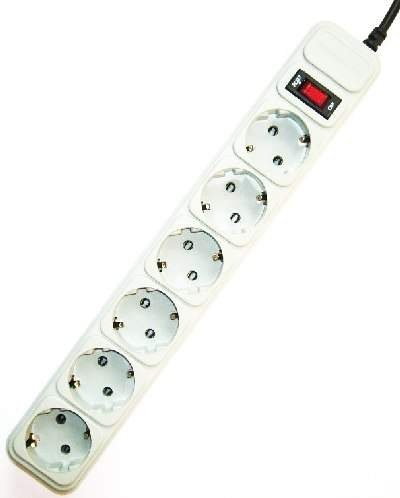 Surge protector, 6 sockets, 10 ft