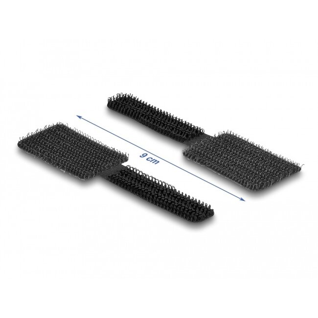 Delock Mini Hook-and-Loop Cable Holder L 90 mm x W 24 mm self-adhesive 10 pieces black